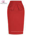 Grace Karin Mujer Alta Estiramiento Hips-Wrapped Vintage Retro Red Pencil Skirt CL010454-2